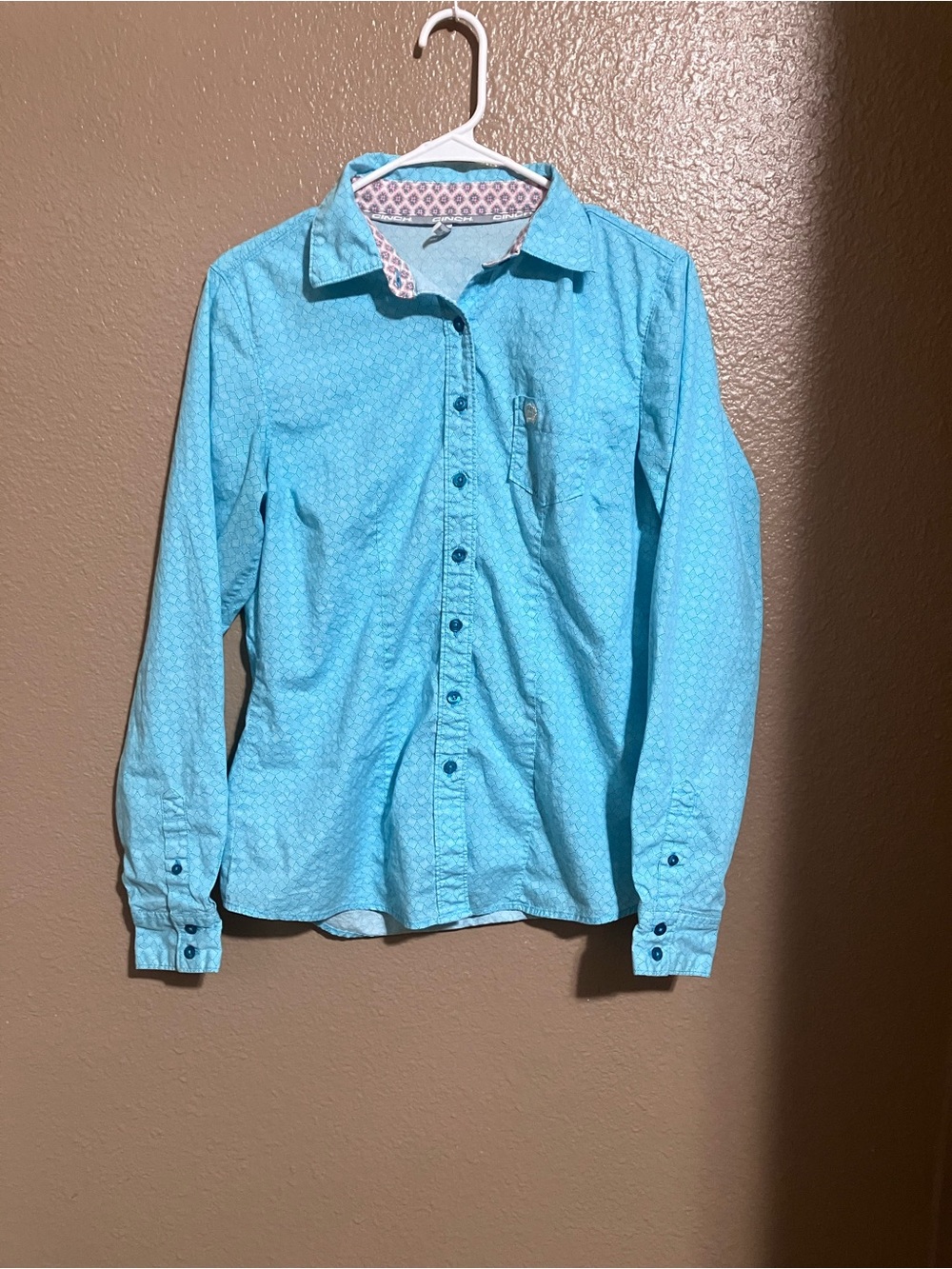 Cinch Girls Turquoise Patterned Button-Down Shirt